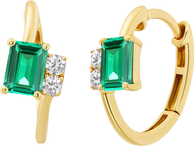 Lab-Grown Ruby (1-1/3 ct. t.w.) & White Sapphire (1/5 ct. t.w.) Earring in 14k Gold Over Sterling Silver (also in Emerald & Sapphire)