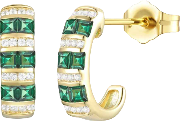 Lab-Grown Ruby (5/8 ct. t.w.) & White Sapphire (1/6 ct. t.w.) Earring in 14k Gold Over Sterling Silver (also in Emerald & Sapphire)