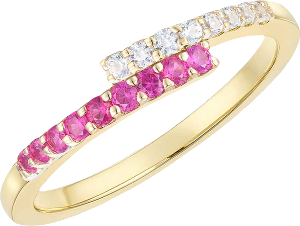 Lab-Grown Ruby (1/4 ct. t.w.) & White Sapphire (1/5 ct. t.w.) Ring in 14k Gold Over Sterling Silver (also in Sapphire & Emerald)