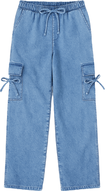 Juniors' Ultra Cozy Bow Cargo Pull-On Jeans