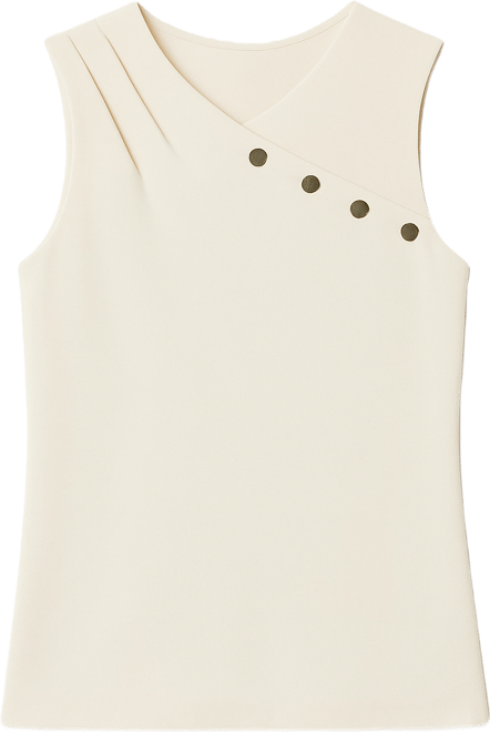 Petite Sleeveless Mix Media Knit Blouse