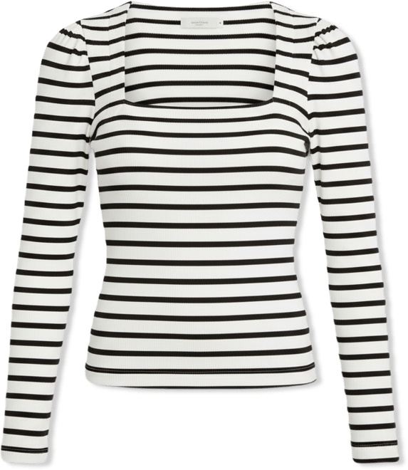 Women's Stripe Square Neck Long-Sleeve Top