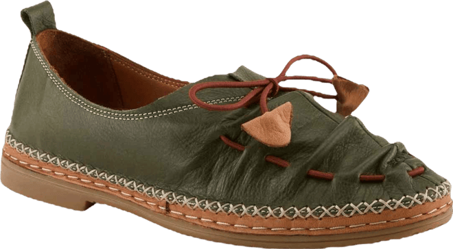 Berna Leather Slip-On Shoes with Elastic Vamp and Whip-Stitched Details