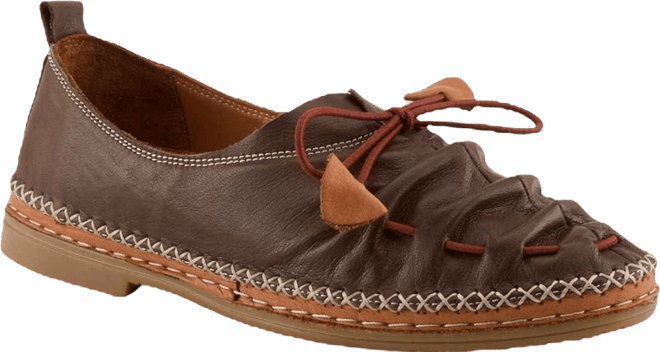 Berna Leather Slip-On Shoes with Elastic Vamp and Whip-Stitched Details