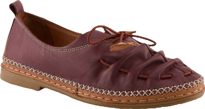 Berna Leather Slip-On Shoes with Elastic Vamp and Whip-Stitched Details