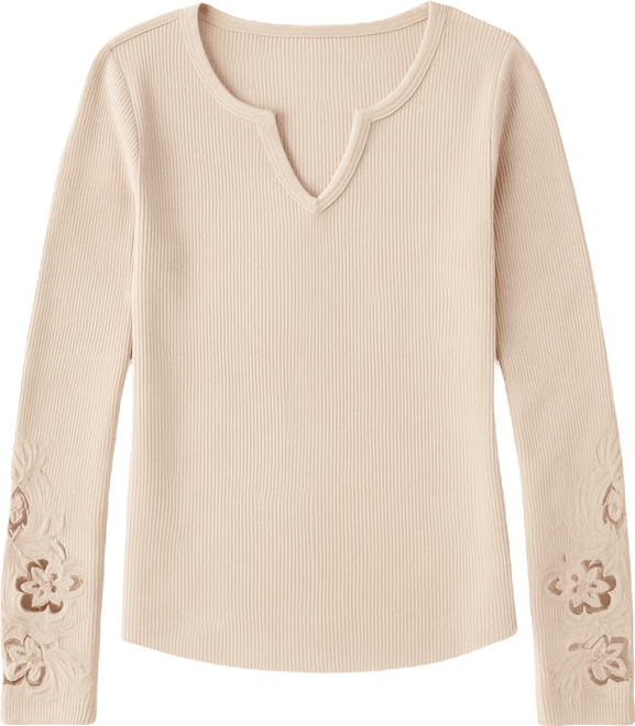 Women's Cutwork Notch Neck Top