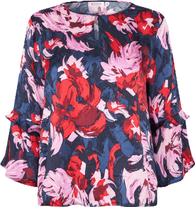 Women's MaBimelda Keyhole Detail Floral Top