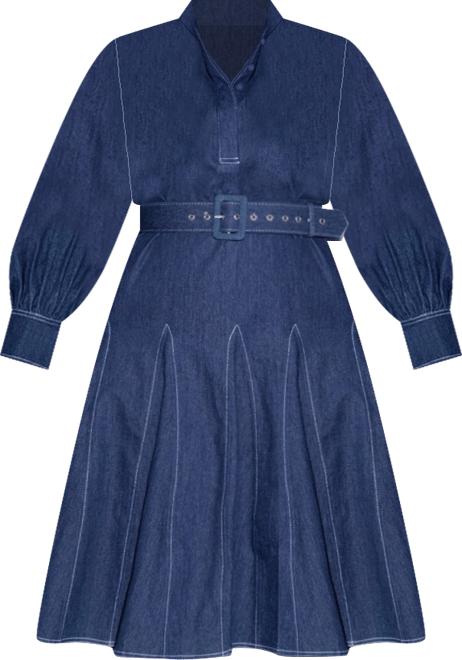 Plus Size Denim Belt Shirt Dress