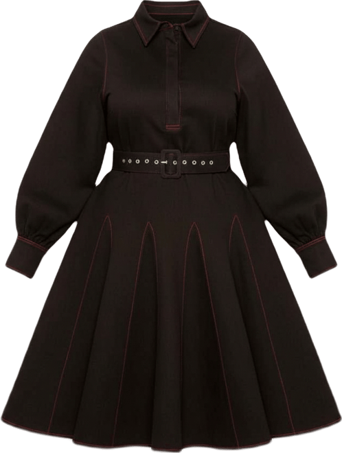 Plus Size Denim Belt Shirt Dress