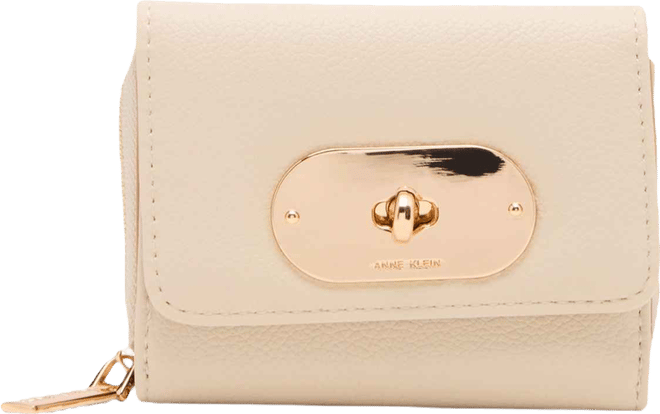 Oval Turn lock Trifold Wallet