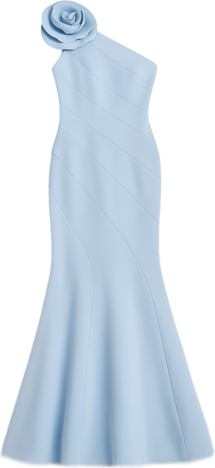 Women's Crepe One Shoulder Mermaid Gown With 3D Flower