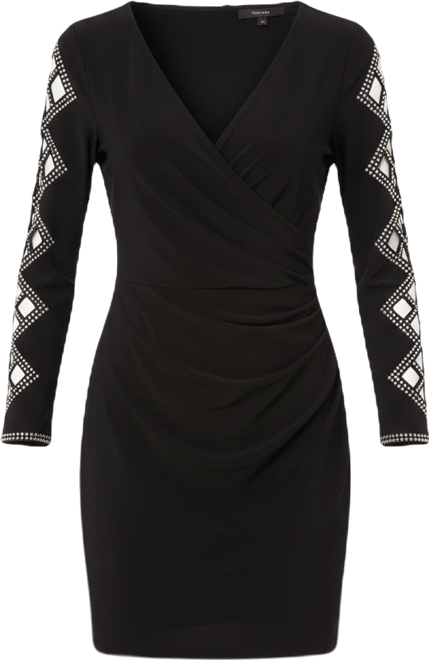 Petite Faraj Sleeve Faux Wrap V-Neck Dress
