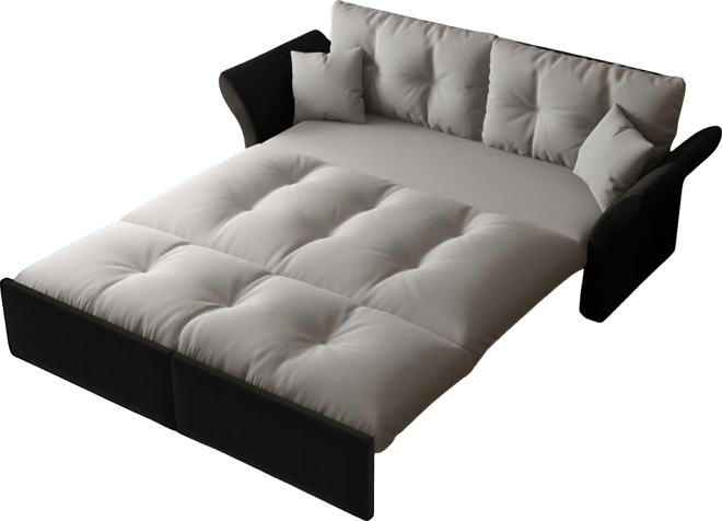 74.8" Queen Size Pull Out Sofa Bed, 3-in-1 Convertible Velvet Loveseat Sleeper with 2 Pillows for Living Room or Guest Room