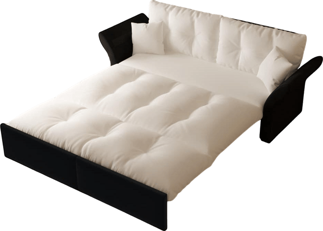 74.8" Queen Size Pull Out Sofa Bed, 3-in-1 Convertible Velvet Loveseat Sleeper with 2 Pillows for Living Room or Guest Room