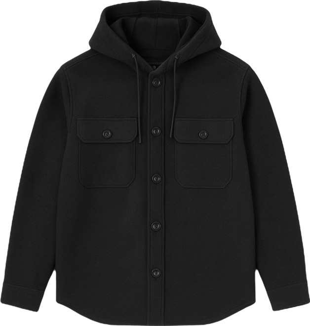 Men's Faux Wool Hooded Shirt Jacket