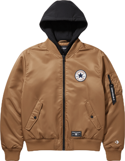 Men's Hooded Bib Varsity Bomber Jacket