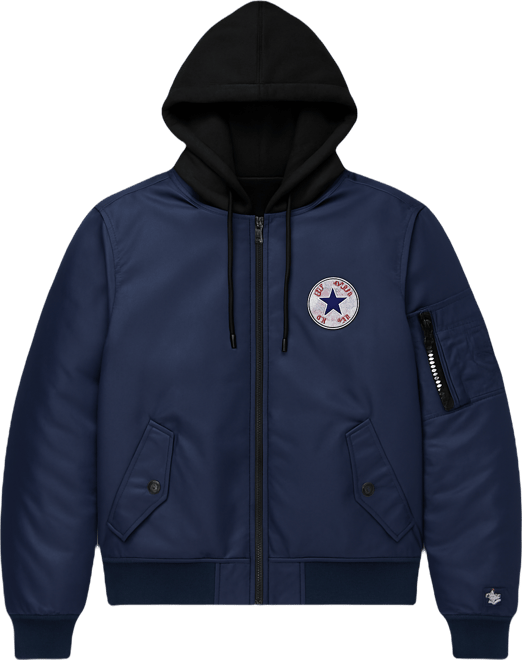 Men's Hooded Bib Varsity Bomber Jacket