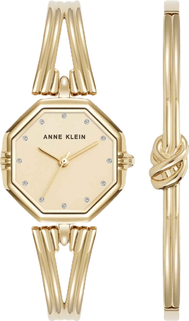 Women's Quartz Octagonal Deco Gold-Tone Metal Alloy Watch Set, 26mm