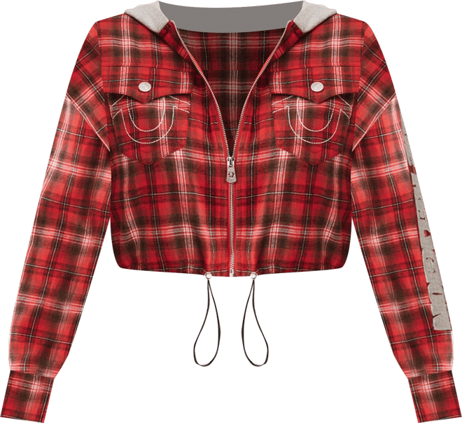 Women's Shrunken Woven Applique Hoodie