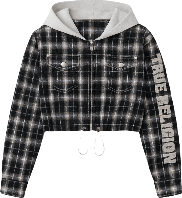 Women's Shrunken Woven Applique Hoodie