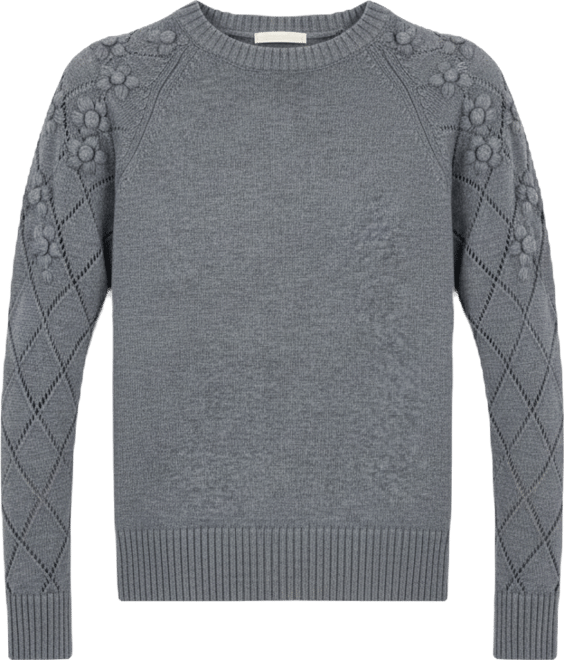 Women's Flower-Trim Long-Sleeve Sweater