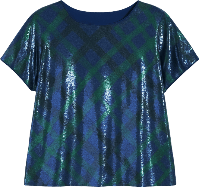 Plus Size Sequin Detail Jewel Neck Top