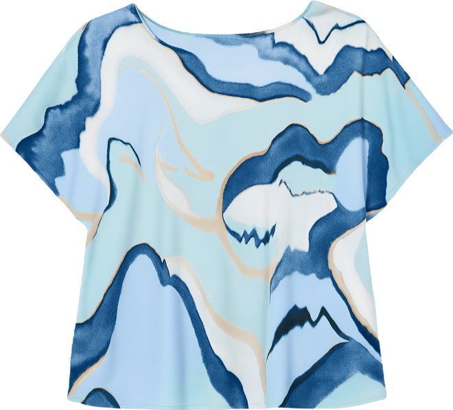 Plus Size Printed Boat Neck Top