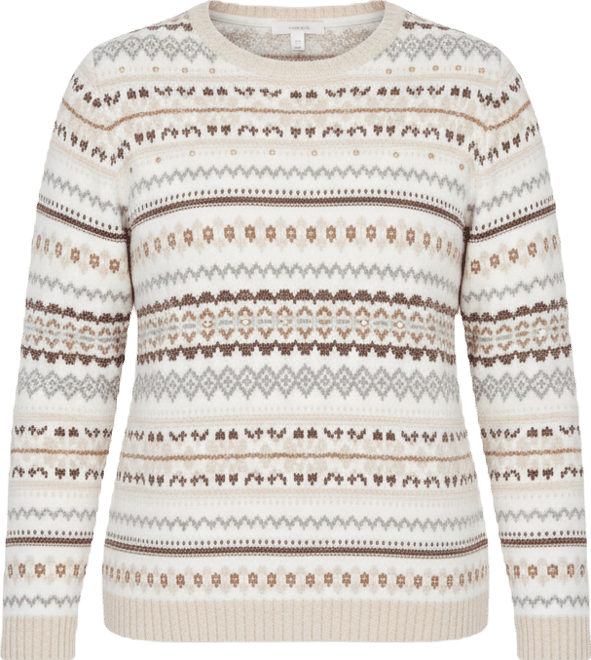 Petite Vienna Geometric Biadere Striped Sweater