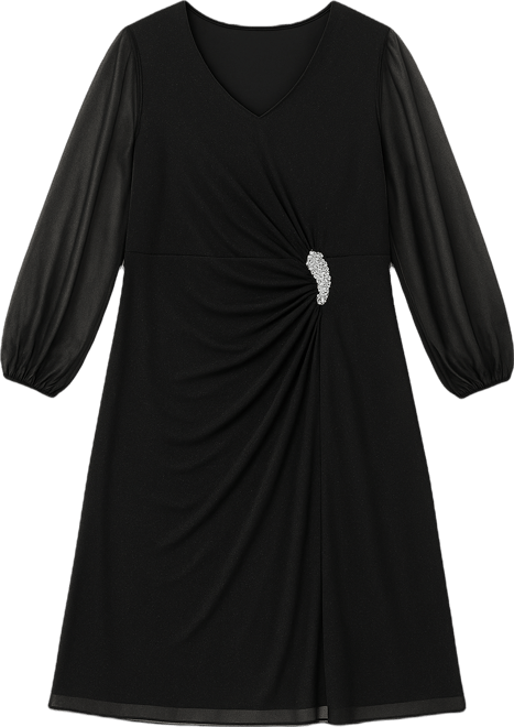 Plus Size V-Neck Midi Dress