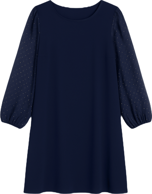 Plus Size Round Neck Bell Sleeves Shift Dress
