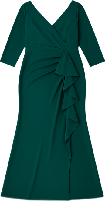 Plus Size V-Neck 3/4-Sleeve Dress