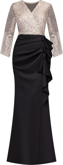 Petite Long-Sleeve V-Neck Dress