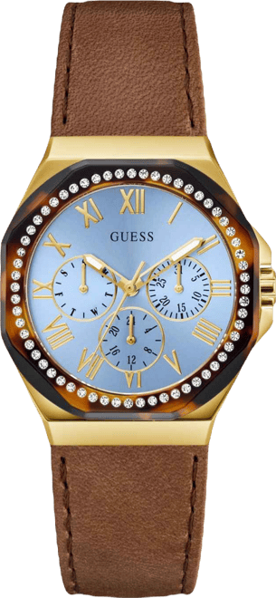 Women's Gold-Tone Brown Leather Multi-Function Watch, 36mm