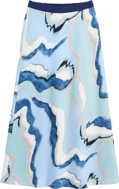 Women's Printed Pull-On Flare-Hem Maxi Skirt