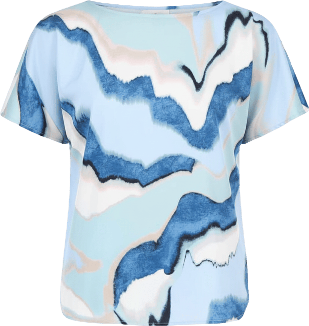 Women's Printed Boat-Neck Short-Sleeve Top