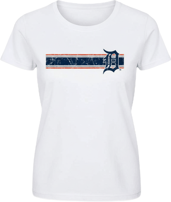Women's White Detroit Tigers Team Stripe T-Shirt
