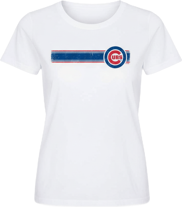 Women's White Chicago Cubs Team Stripe T-Shirt