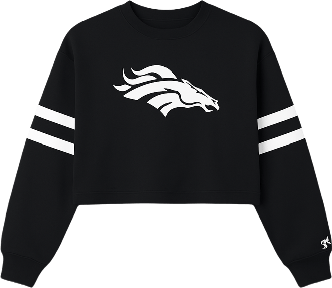 Women's Black Denver Broncos Rally Drop Shoulder Cropped Sweatshirt