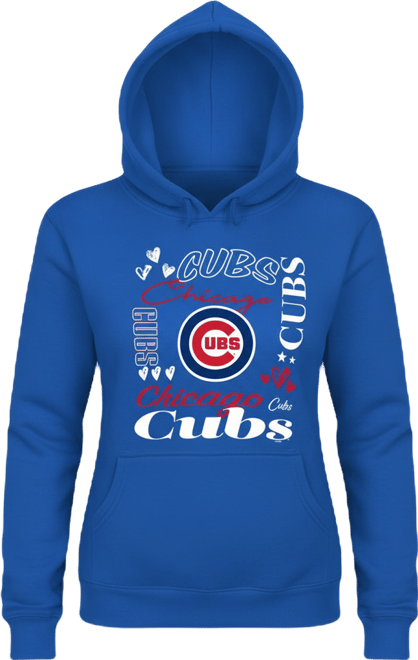 Women's Royal Chicago Cubs Collage Team Graphic Fleece Pullover Hoodie