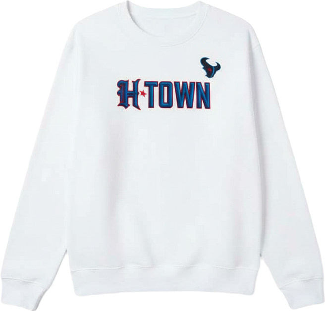 Women's White Houston Texans H-Town Fleece Pullover Sweatshirt