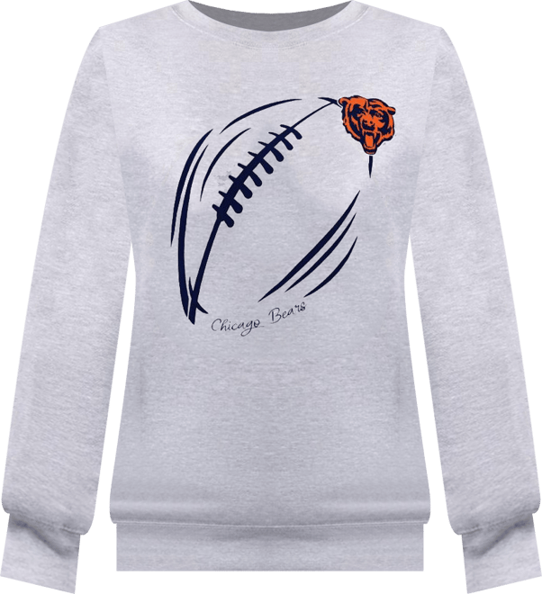 Women's Heather Gray Chicago Bears Football Logo Graphic Fleece Tri-Blend Pullover Sweatshirt