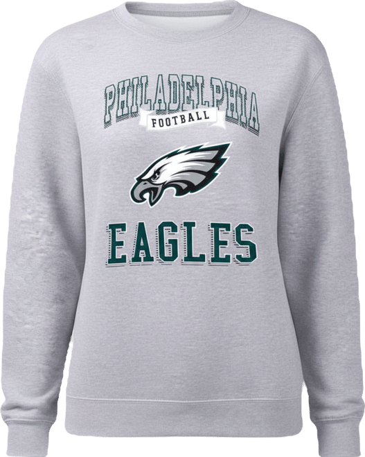 Women's Heather Gray Philadelphia Eagles Team Logo Graphic Tri-Blend Pullover Sweatshirt