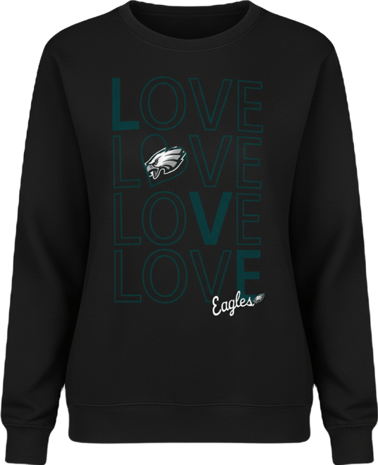 Women's Black Philadelphia Eagles Lots of Love Graphic Fleece Pullover Sweatshirt