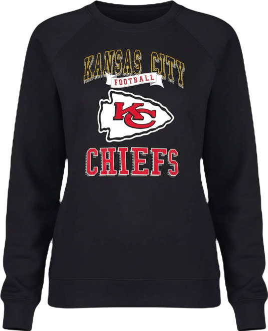 Women's Black Kansas City Chiefs Team Logo Graphic Tri-Blend Pullover Sweatshirt