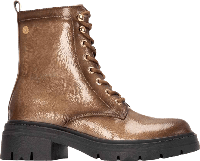 Women's Patent Leather Combat Booties By 