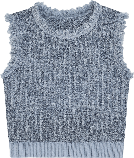 Women's Sleeveless Fringe Trimmed Sweater