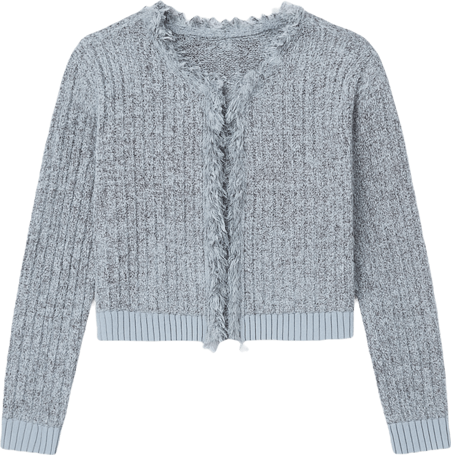 Women's Long-Sleeve Fringe Trimmed Sweater Jacket