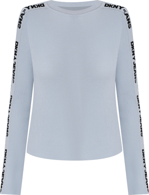 Women's Long-Sleeve Logo Trim Crewneck Sweater