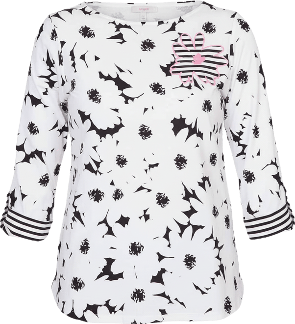 Petite Embroidered Daisy Graphic Top