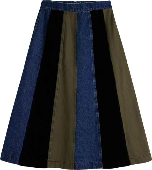 Women's A-line patchwork midi skirt